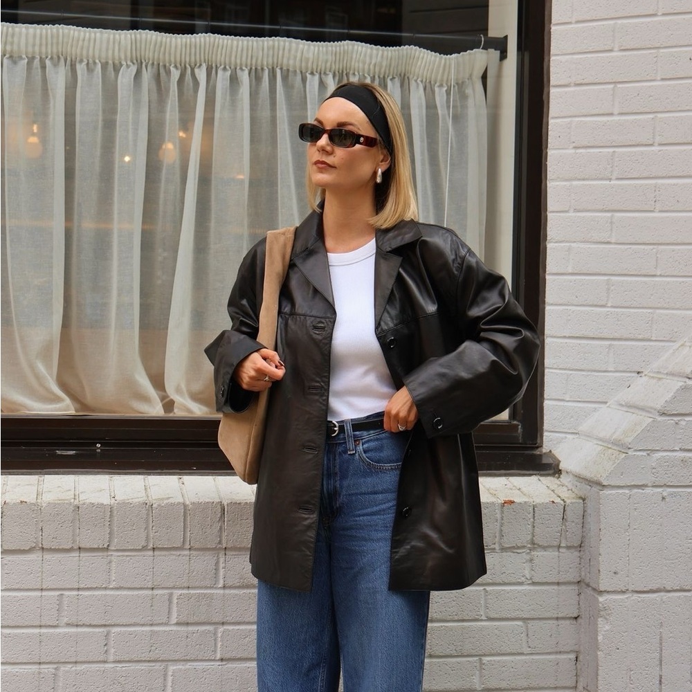 Caslon Lamb Skin Women's Black Leather Jacket